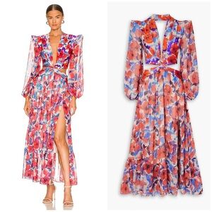 New PATBO Violet cutout floral-print stretch-jersey and chiffon dress Size Small